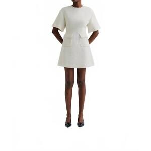 NEW MALINA rayna boucle mini dress in vanilla